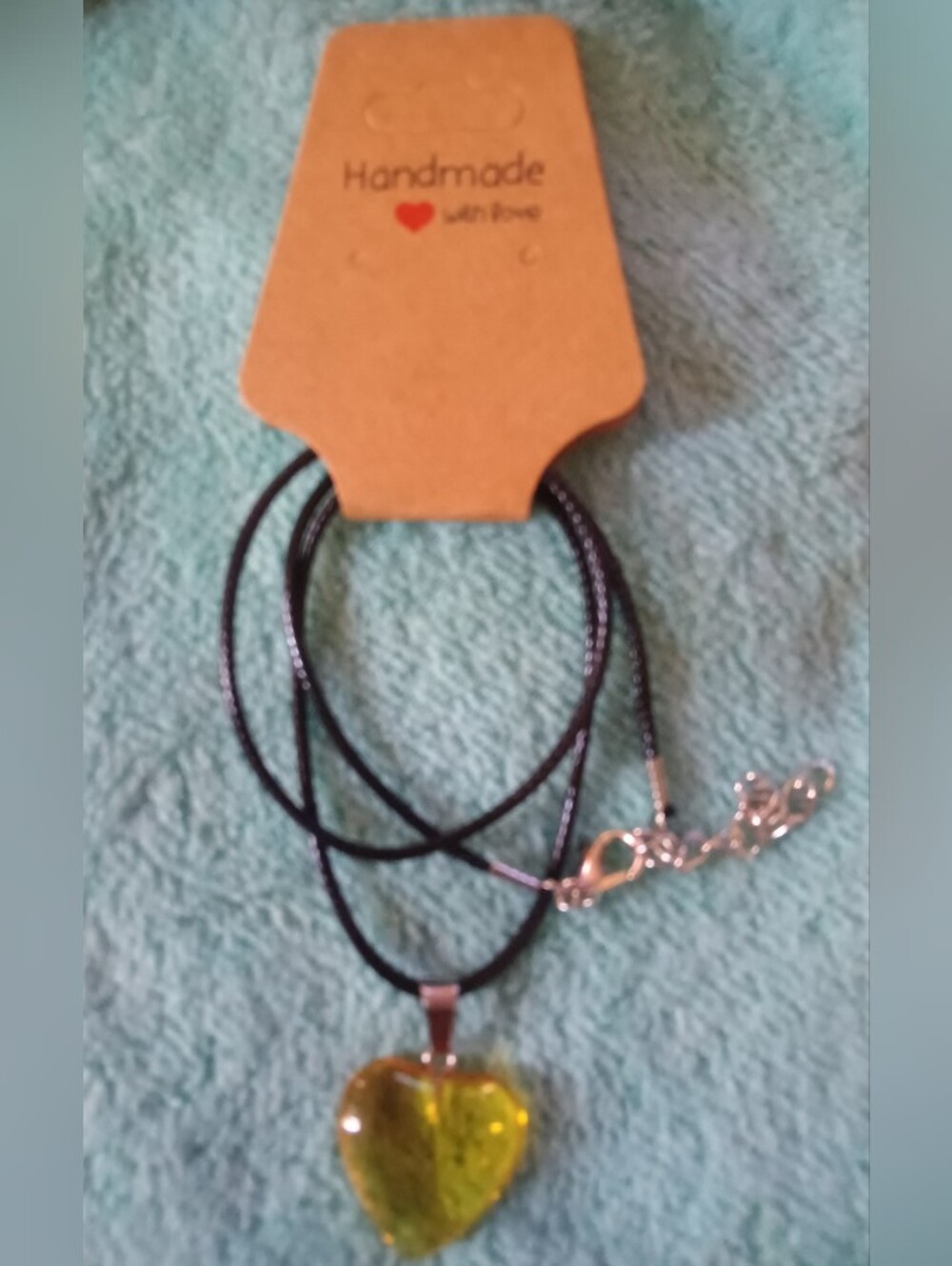 Handmade Yellow Heart Pendant Necklace by